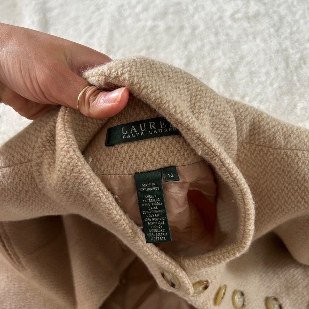 VTG LRL Wool Blend Jacket Herringbone Cream 14 Preppy Career Business Old Money - Picture 5 of 6